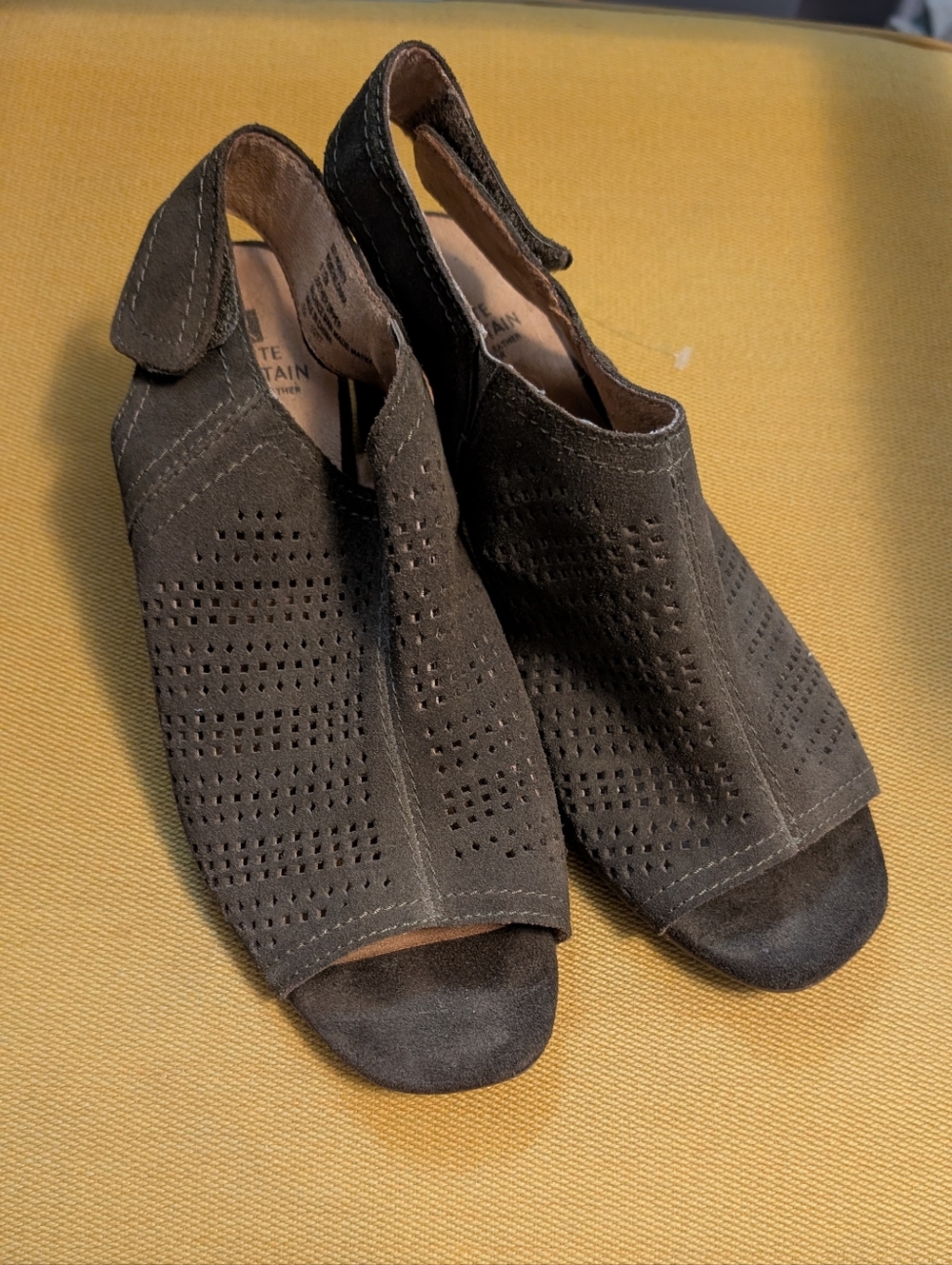 White Mountain Taupe Perforated Suede Open-Toe Slingback Sandals